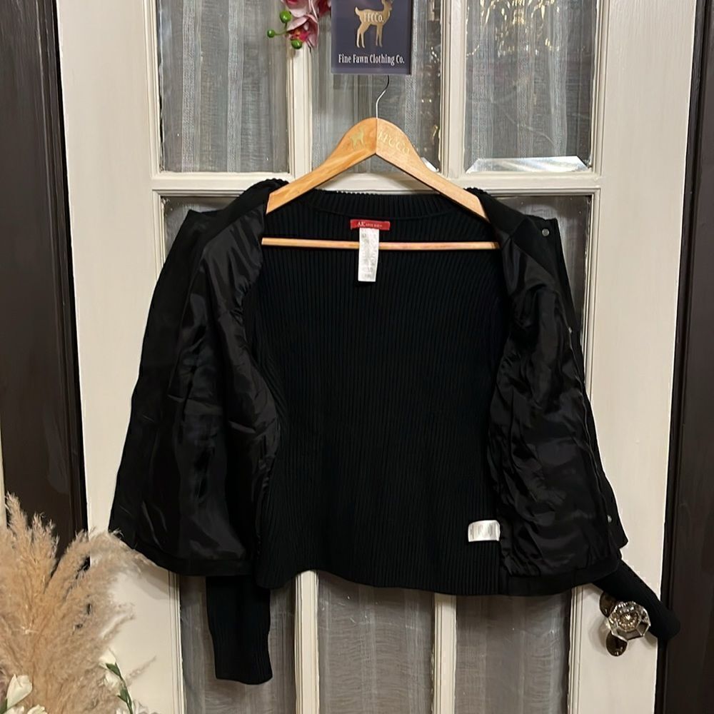 Anne Klein Leather And Knit Jacket/ Cardigan - Picture 12 of 15